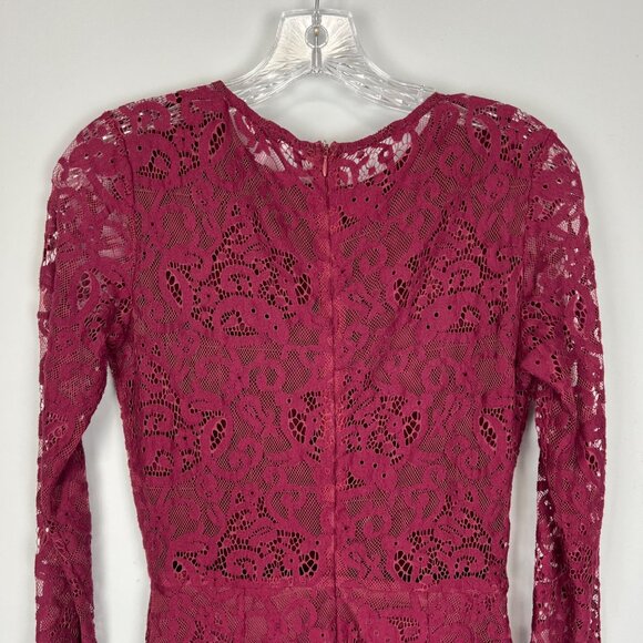 Tobi Womens My Lace Or Yours Bodycon Mini Dress Burgundy Long Sleeves size Small - Picture 7 of 12